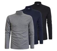 Liabel Maglia Lupetto Uomo Caldo Cotone Conf da 3 pz, Assortito (Nero, Grigio, Blu) XL