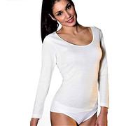 Liabel Maglietta Donna Girocollo Manica Lunga, Caldo Cotone - Bianco, L-5