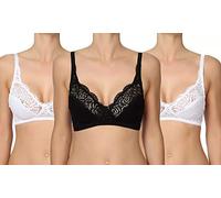 Liabel Pack 3 Reggiseni Modello Zoe Pizzo Senza Ferretto (Pack 2 Bianco 1 Nero - 2)