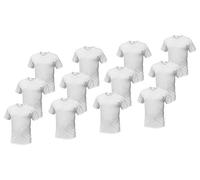 LIABEL. Set da 12 T-Shirt da Uomo Cotone Disponibili in 3 Modelli e Varie Taglie (7/XXL, Bianco-Girocollo)