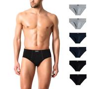 Liabel - Slip Uomo Cotone Elasticizzato (Pacco da 6) Bielastico Mutande Uomo Cotone Intimo Mutande Uomo Colorate alla Moda Bianchi Neri Grigio