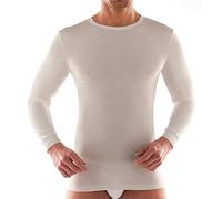Liabel T-Shirt Uomo Girocollo Manica Lunga, Lana Fuori-Cotone Dentro - Bianco, M-4
