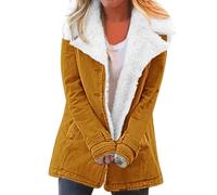 liaddkv Giacca da donna per le mezze stagioni, elegante, senza cappuccio, in pile spessa, calda e foderata, in peluche, Arancione 12., S