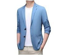 liaddkv Giacca da uomo, casual, elegante, slim fit, blazer, estiva, autunno, da uomo, sportiva, estiva, leggera, per matrimoni, feste, lauree, business, XXL, Blu, XL