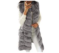 liaddkv Gilet trapuntato da donna, senza maniche, in pelliccia sintetica, caldo, in finta pelliccia, taglie grandi, tinta unita, elegante pelliccia sintetica, Grau31, XL