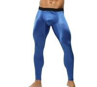 Liaeglam Lucido Ice Silk Uomo Stretti Fitness Running Pantaloni della tuta Leggings Plus Size Pantaloni della tuta, Blu, XL