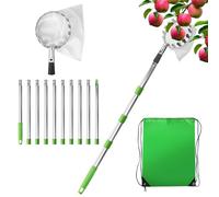 LIAILA Raccogli Frutta telescopico da 4 m con Asta in Acciaio Inox e Sacco in Cotone, Adatto per Raccogliere Mele, agrumi e Altri Alberi da frutto, Strumento per la Raccolta della Frutta da frutteto