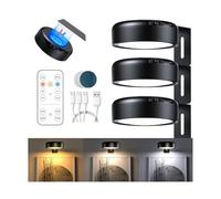 LIAISIMI 3 Pezzi Luce per Quadri Senza Fili con Telecomando, 3 temperature di colore, Luci per Quadri Senza Fili Ricaricabili con Timer, Magnetic Painting Light per Armadio, Pittura, Vetrina (Nero)
