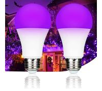 LIAISIMI Lampadina nera UV da 9 W, luce viola, E27 Black Night Light Bulb 395 nm Black Light Light for Body Paint, Children's Birthday, Halloween, feste, discoteca per club, feste (2, bianco)