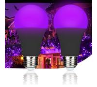 LIAISIMI Lampadina nera UV da 9 W, luce viola, E27 Black Night Light Bulb 395 nm Black Light Light for Body Paint, Children's Birthday, Halloween, feste, discoteca per club, feste (2, nero)