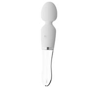 Bacchetta Liaison - Vibratore LED in silicone e vetro con batteria (trasparente-bianco)