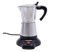 LIAIZE Caffettiera da 300 ml, 480 W, elettrica per espresso con base, macchina da caffè per 6 tazze, caffettiera per espresso con ugello antigoccia e guarnizione in silicone (argento)