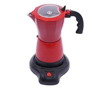 LIAIZE Caffettiera da 300 ml, 480 W, elettrica per espresso con base, macchina da caffè per 6 tazze, caffettiera per espresso con ugello antigoccia e guarnizione in silicone (rosso)