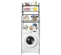LIAIZE Scaffale per lavatrice, regolabile in acciaio al carbonio per la lavanderia, 3 ripiani, multifunzione, per il bagno, salvaspazio, colore grigio