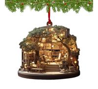 Liakyunf Decorazioni Albero Di Natale, Pendente Libreria Natalizio, Charm Bookshop per Lettore Festività Invernali Interno, Festività Casa Famiglia Porta Interna Biblioteca Finestra Party