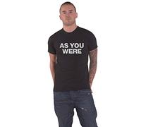 Liam Gallagher T Shirt As You Were Text Logo Nuovo Ufficiale Uomo Nero