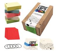 Liamba Pocket Color - 500 cartoncini colorati in pratica scatola di apprendimento, formato DIN A8, 7,4 x 5,2 cm, 170 g, a righe, FSC, in cartone riciclato, prodotto in Germania