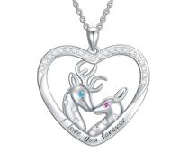 liameya Collana con ciondolo a forma di cuore in argento, per mamma e figlia, per la festa della mamma, wenige, Zirconia cubica, Non hanno