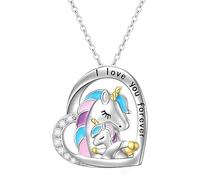 liameya Collana con ciondolo a forma di cuore in argento, per mamma e figlia, per la festa della mamma, wenige, Zirconia cubica, Non hanno