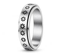 Lian Anelli spinner per donne e uomini, anelli fidget ring, luna, stella, fiore, in acciaio inossidabile, anelli per coppie, anelli di promessa di matrimonio, San Valentino (6-12)