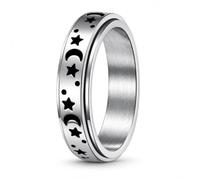 Lian Anelli spinner per donne e uomini, anelli fidget ring, luna, stella, fiore, in acciaio inossidabile, anelli per coppie, anelli di promessa di matrimonio, San Valentino (6-12)