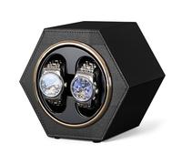 Lian Doppio avvolgitore automatico per orologi con silenzioso motore giapponese Mabuchi scatola per orologi in PU per Rolex uomo e donna regalo di compleanno, anniversario, San Valentino, Nero