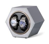 Lian Doppio avvolgitore automatico per orologi con silenzioso motore giapponese Mabuchi scatola per orologi in PU per Rolex uomo e donna regalo di compleanno, anniversario, San Valentino, Grigio