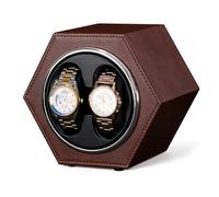 Lian Doppio avvolgitore automatico per orologi con silenzioso motore giapponese Mabuchi scatola per orologi in PU per Rolex uomo e donna regalo di compleanno, anniversario, San Valentino, Marrone