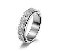 Lian Fidget Ring per donne e uomini, in acciaio inossidabile, anelli fidget spinner da 6 mm, anelli per coppie, con finitura sabbiata, Metallo, Nessuna pietra preziosa