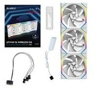 Lian Li UNI FAN SL Wireless ARGB PWM Lüfter, 3er-Pack inkl. Controller - Reverse Blade, 120 mm, weiß