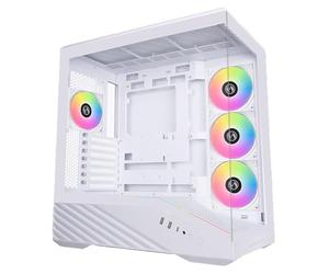 Lian Li V100 ATX Mid-Tower PC Case, 4 ventole ARGB PWM da 120 mm preinstallate, striscia LED RGB, piattaforma display con vetro temperato, supporto GPU da 420 mm, radiatore da 360 mm, flusso d'aria
