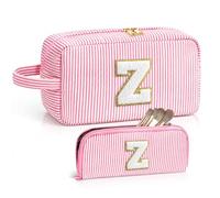 LIAN Preppy - Set di 2 trousse per trucco con iniziali a righe, rosa, Z, boemo