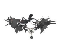 LIANCHEN Nero Fata Fiori Fascia Corone Cerchietto Corna Elfo Della Foresta Fascia Fate Corona di Fiori Elfo Tiara Copricapo Elfo Foresta Fascia per Le Donne, Lazzaro, Festa in Costume