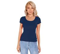 Liang Rou Donna Mini-Ribbed Stretch Scoop Neck T-Shirt M