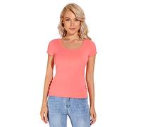 Liang Rou Donna Mini-Ribbed Stretch Scoop Neck T-Shirt M