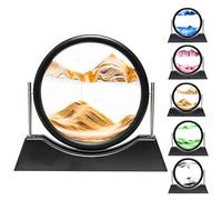 Liangding Clessidra Decorativa 3D Telaio Sabbia Mobile, Arte di Sabbia Immagine Dinamica, Cornice Clessidra in Vetro Rotondo, Decorazione per Ufficio Casa per Bambini Adolescenti Adulti Regali