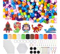 Liangding Perline da Stirare da 10mm, 1400 PCS 12 Colori Perline a Fusione con Pegboard e 16 Modelli, Perline Fai da Te per Artigianato, Regalo di Natale Compleanno per Bambini