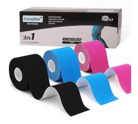 LiangMai Kinesio Tape 3 rotoli 5cm x 5m di tape kinesiologico Nero Blu Rosa tape