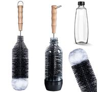 LiangMai Scovolino per Bottiglie da 1 l, Compatibile con la Bottiglie Sodastream, Sodastream bottiglie da 1 l, Spazzola per Bottiglie Resistente, Lunghezza 43 cm - Con Manico, Testina 100% Antigraffio