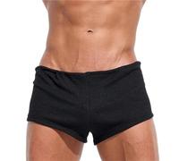 liangp Pantaloni estivi da uomo, in tinta unita, sexy, stretti, sportivi, a 3/4, Nero , M