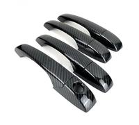 LIANGYIMEI Per Jeep Per Grand Per Cherokee 2011-2018 Parte Esterna In Fibra Di Carbonio Cromata Maniglia Per Portiera Per Auto Copertura Trim Adesivo Accessori(Black,No button)