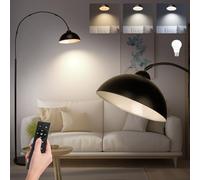 lianheng Lampada da terra ad arco con telecomando, lampada da terra curva in metallo nero per soggiorno con lampada LED dimmerabile all'infinito