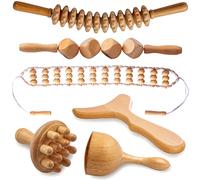 lianjindun 6 in 1 strumenti per massaggi per terapia del legno, kit per maderoterapia, set per terapia del legno, massaggiatore per drenaggio linfatico, strumenti Gua Sha in legno, corda a rullo