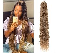 Lianlian 6 confezioni di capelli sintetici morbidi all'uncinetto, 91,4 cm, con estremità riccia, colore biondo miele, 72 ciocche lunghe naturali all'uncinetto (27#, 91,4 cm)