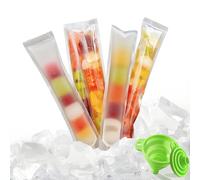 LIANRISES 100 Pezzi Sacchetti per Polaretti e 2 Imbuto, Contenitori per Fare Ghiaccioli Fai Da Te, Plastica Usa E Getta, Stampi per Bustine Ghiaccioli Gelato, per Yogurt, Frullati Di Frutta