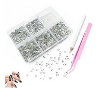 LIANRISES 4120 Pezzi Strass Brillantini Unghie, Silver Rhinestones, Strass Cristalli, 6 Dimensioni, Gioielli A Schiena Piatta, Pince E Penna