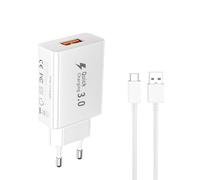 LIANSUM Caricatore Cellulare Rapido 18W 3.0 USB Tipo C Caricabatterie Compatibile con Samsung Galaxy A15 A14 A13 A33 S22 telefoni Huawei/Redmi/Xiaomi Mi 8 Mi 9 Mi 10 10 Note 11S carica batteria e Cavo