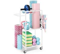 LIANTRAL Scaffale portaoggetti per tappetino da yoga, organizer in metallo per tappetini da yoga, rulli in schiuma e attrezzature per il fitness, salvaspazio, per esercizi a casa e attrezzi da fitness