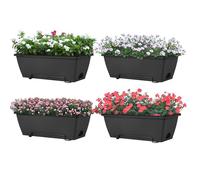 LIANTRAL Set 4 Fioriere Sospese per Ringhiera - Fioriere da Balcone Moderne con Drenaggio - Giardinaggio Urbano Verticale Senza Foratura - Ideale per Piante Aromatiche, Fiori - Nero