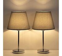 LIANTRAL Set di 2 lampade da comodino grigio - Moderna lampada da tavolo per camera da letto, soggiorno, lampada con base in metallo e paralume in tessuto